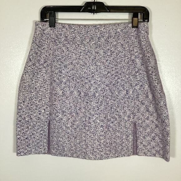 Paris Atelier & Other Stories Tweed Wool Lavender Mini Skirt Medium Sparkle Twee - Picture 6 of 9